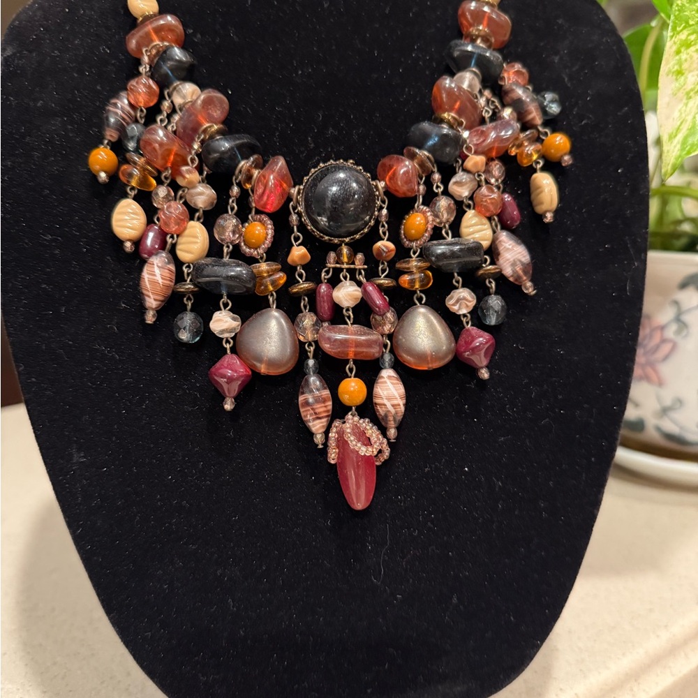 Stunning beaded necklace. Stones and beads, necklace is a heavier weight.